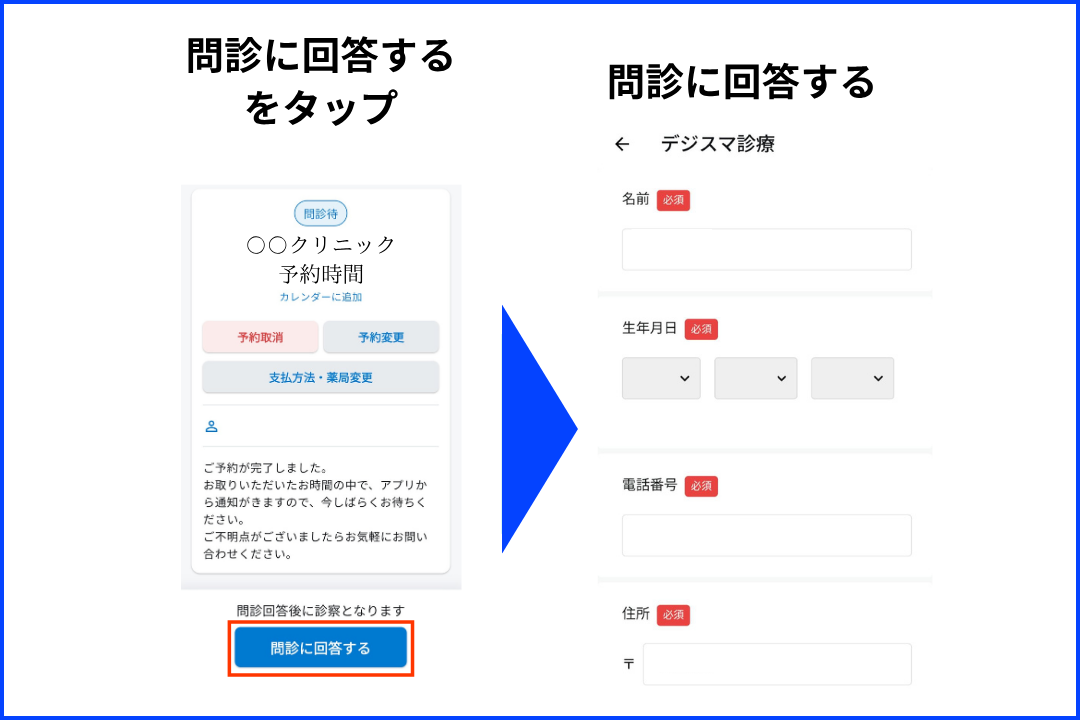 問診票を入力する様子