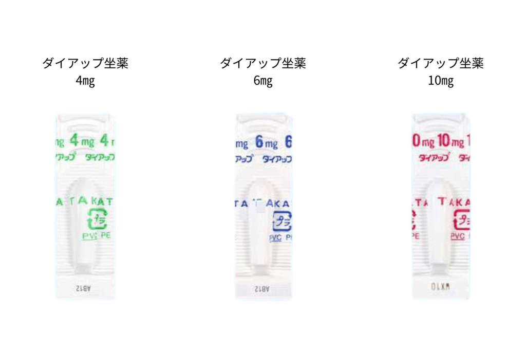 熱性けいれんの予防に使うダイアップ坐薬 4mg・6mg・10mgの3種類
